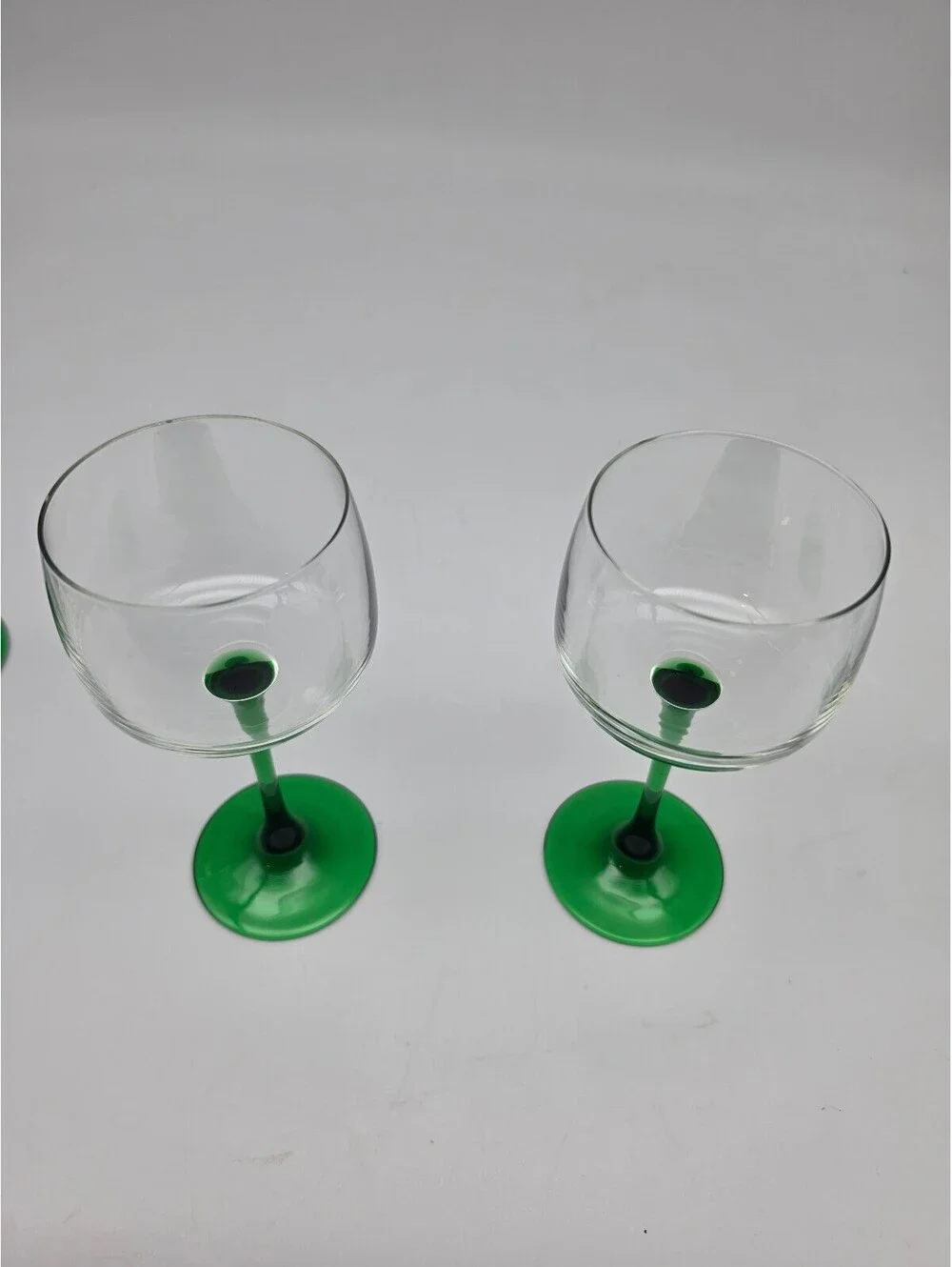 Set of 4 Vintage Green Stem Cocktail Glasses